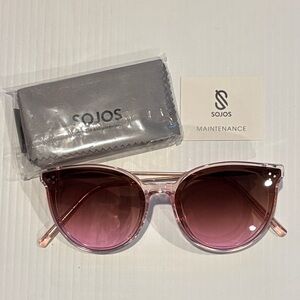 SOJOS Pink Gradient Round Sunglasses for Women